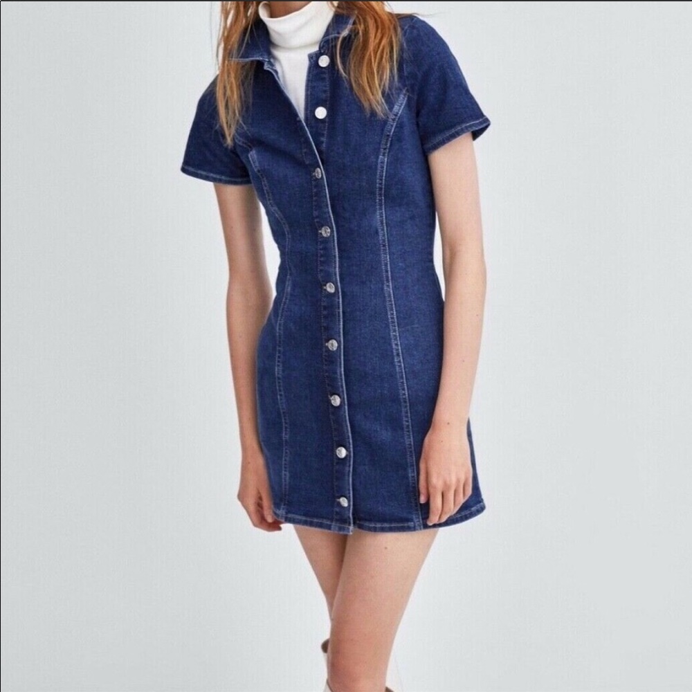 NWT Zara Denim Button Dress
